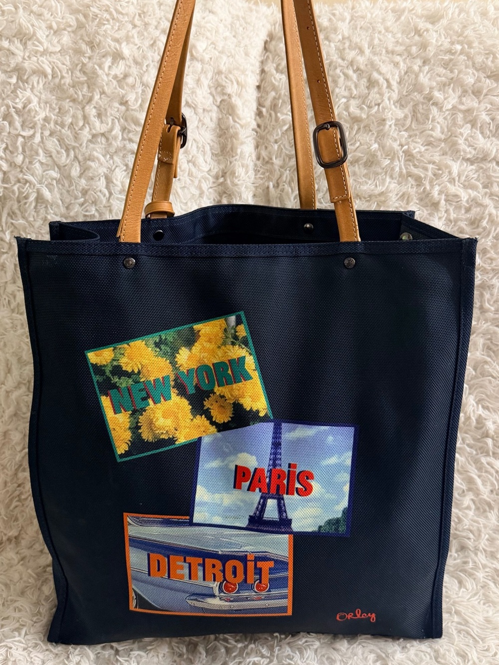 Tumi Orley New York, Paris, Detroit Limited Edition Navy Travel Tote Bag